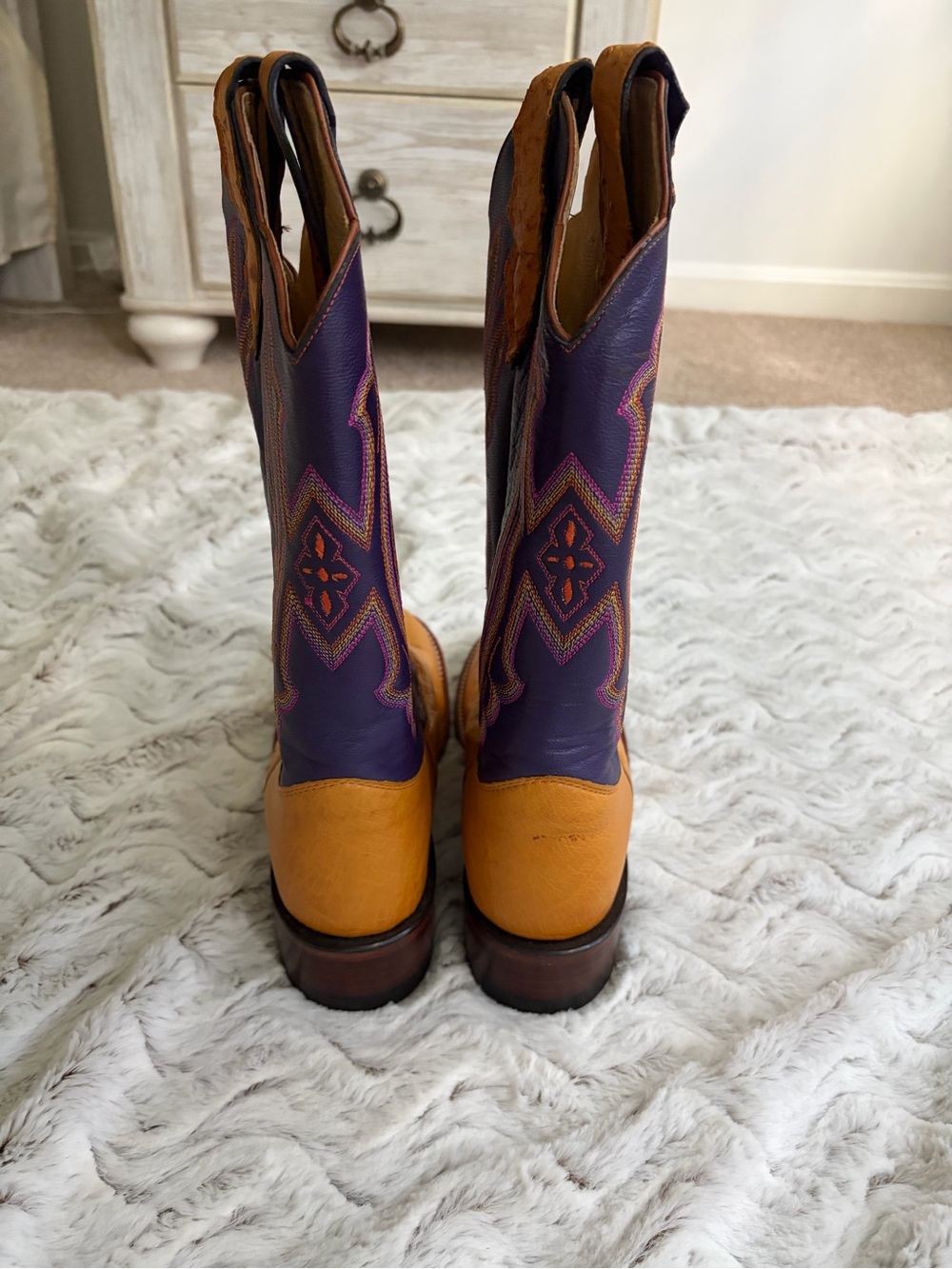 Women's Two-Tone Purple & Tan Western Cowboy Boots - Picture 4 of 7